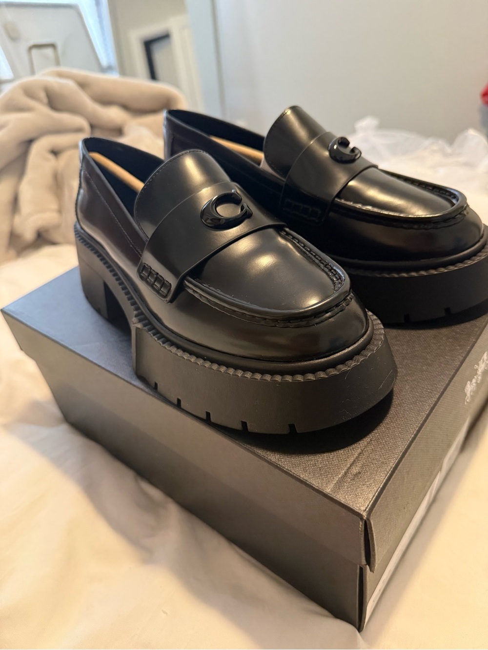 Coach Leah Platform Leather Loafer